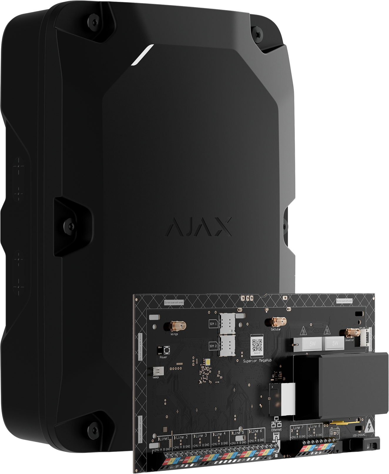 Ajax Superior MegaHub 4G Fibra keskus, G3, musta