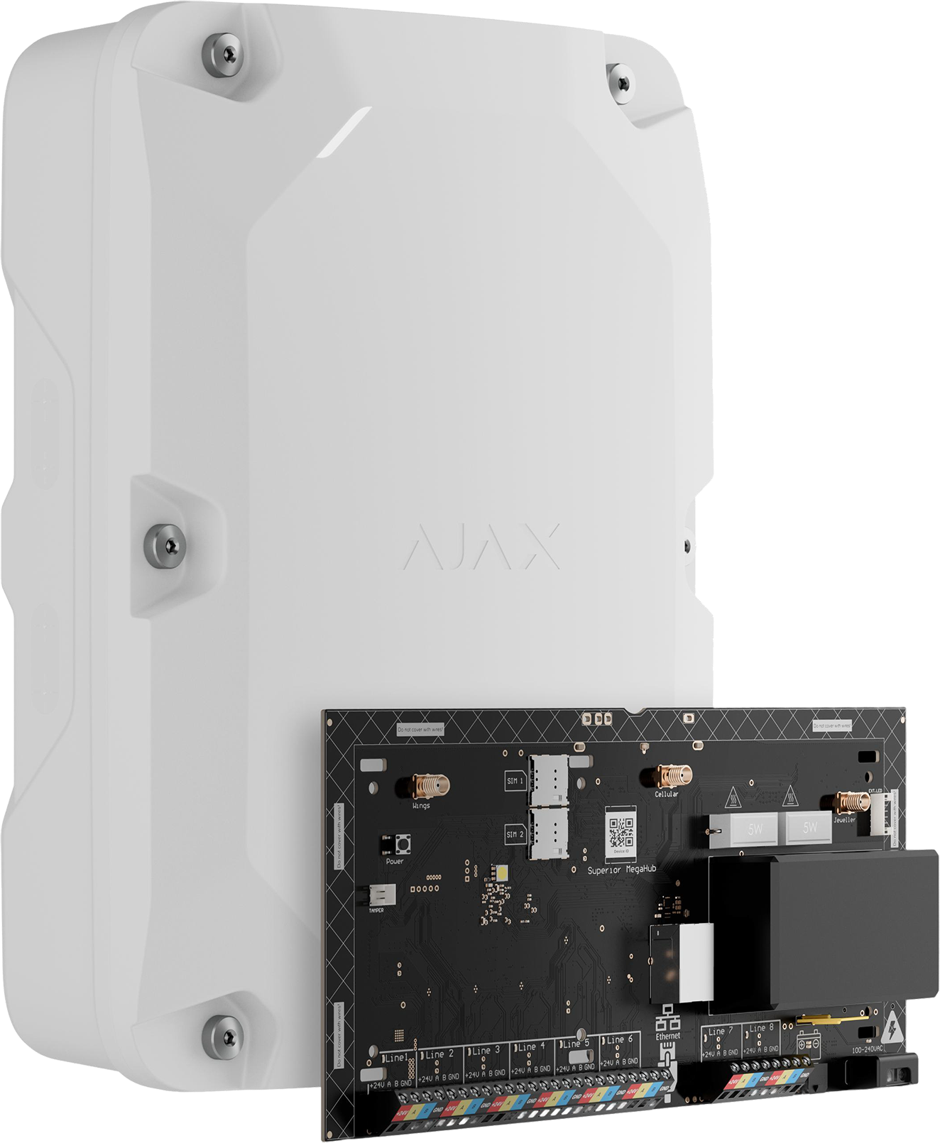 Ajax Superior MegaHub 4G Fibra keskus, G3, valk.