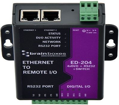 Brainboxes ED-204 Ethernet 4 DIO + RS232  + 2 RJ45