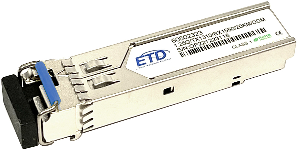 ETD 1G BIDI TX1310/RX1550 20km Industrial -40°...+85°C, DDM