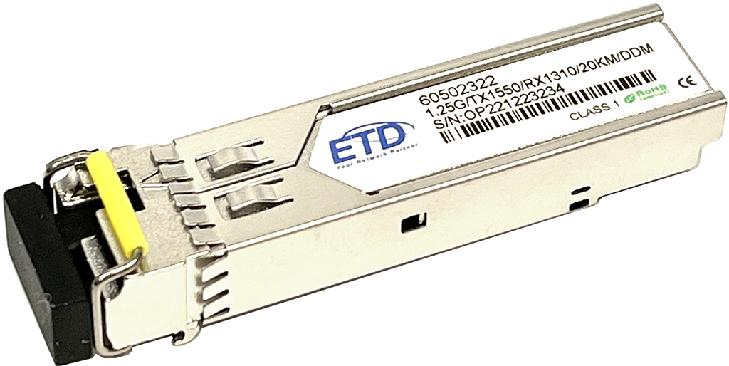 ETD 1G BIDI TX1550/RX1310 20km Industrial -40°...+85°C, DDM