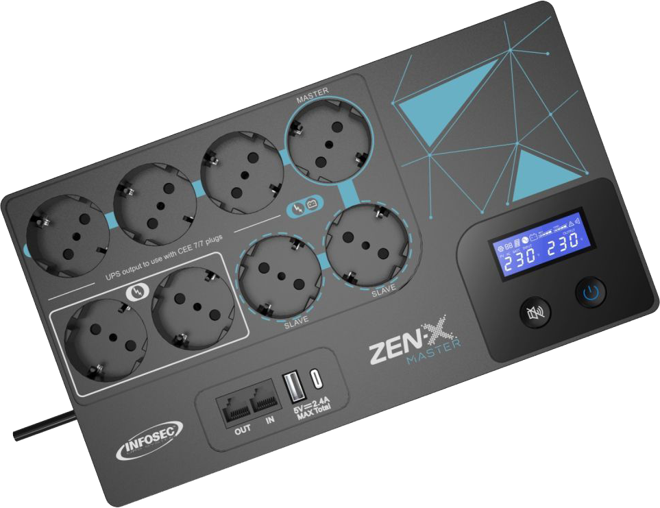 Infosec Zen-X Master FR/Schuko UPS, 600VA/360W