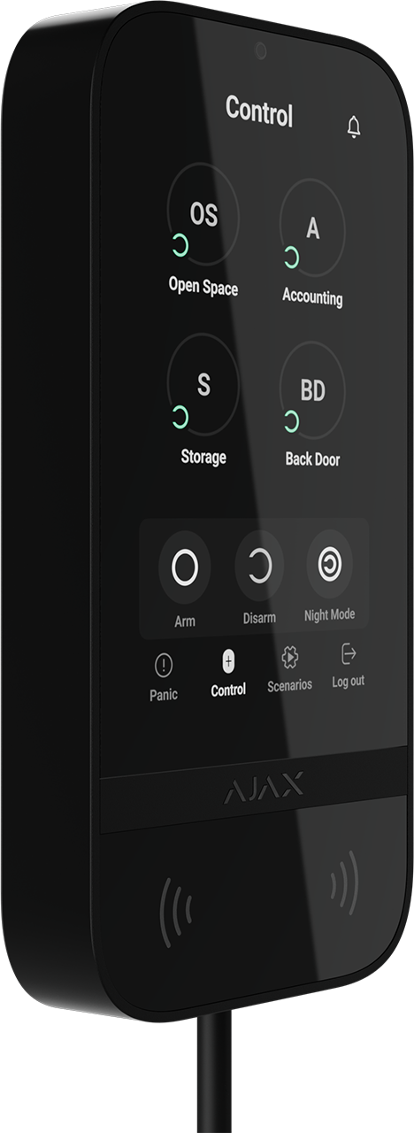 Ajax KeyPad TouchScreen Fibra kosketusnäppäimistö G3, musta