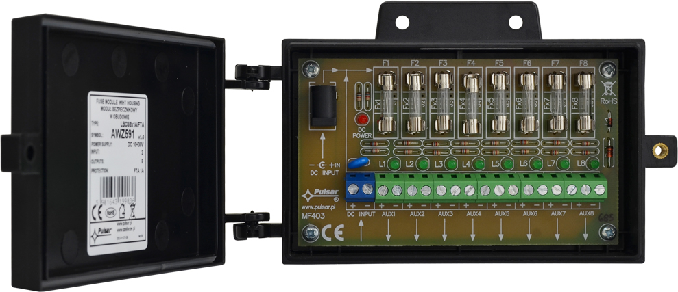 Pulsar koteloitu jännitteenjakaja, sulakkeellinen
