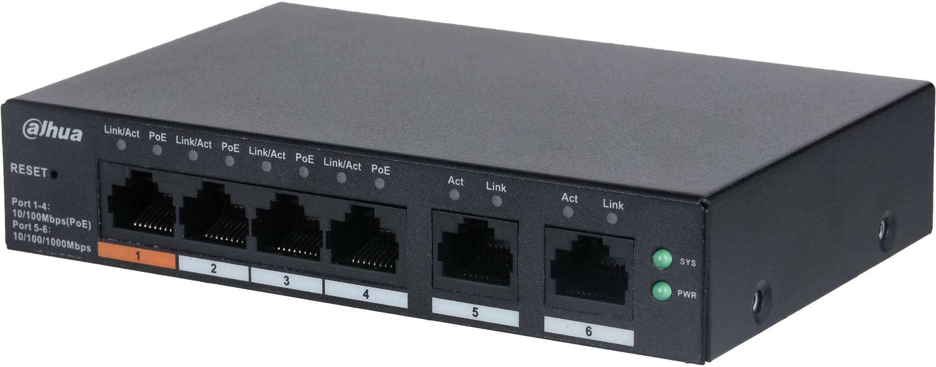 Dahua PoE-kytkin, 60W 4xPoE 2xUplink, Cloud, POISTUNUT TUOTE