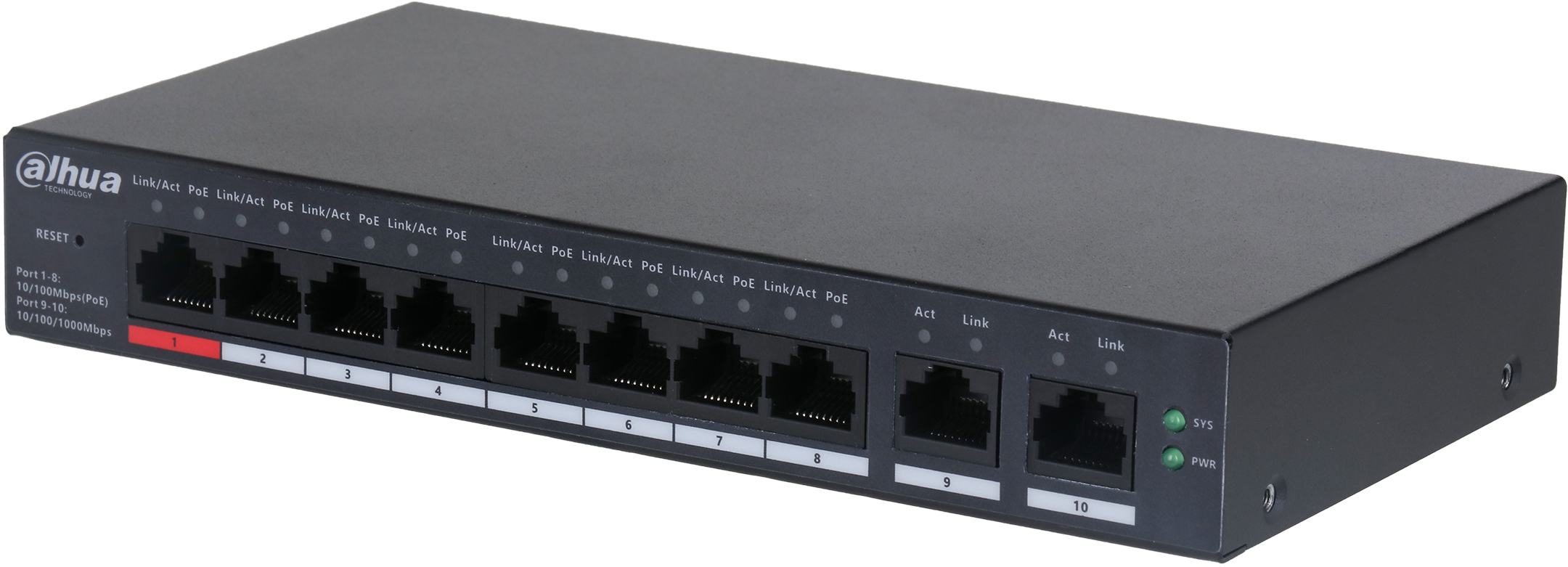 Dahua PoE-kytkin 110W 8xPoE/2xUplink, Cloud