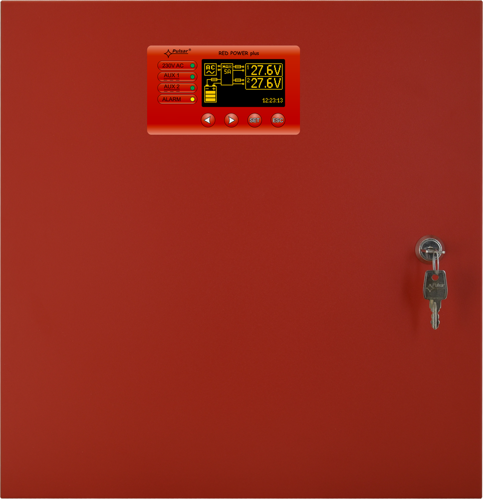 Pulsar EN54 virtalähde 27.6V/5A/2x17Ah, LCD-näytöllä