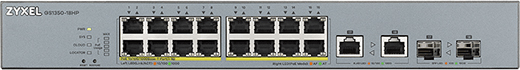 Zyxel kytkin 16 x PoE, 2 x SFP/RJ45, 250W