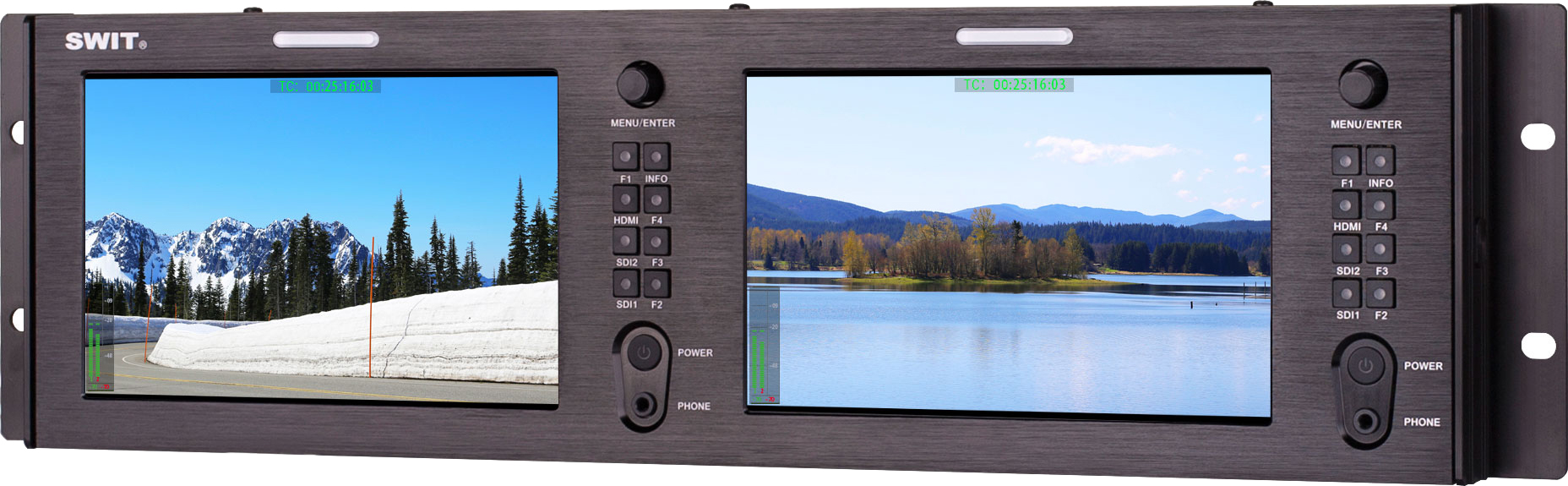 Swit 2 x 7" LCD-monitori, räkkiasennettava