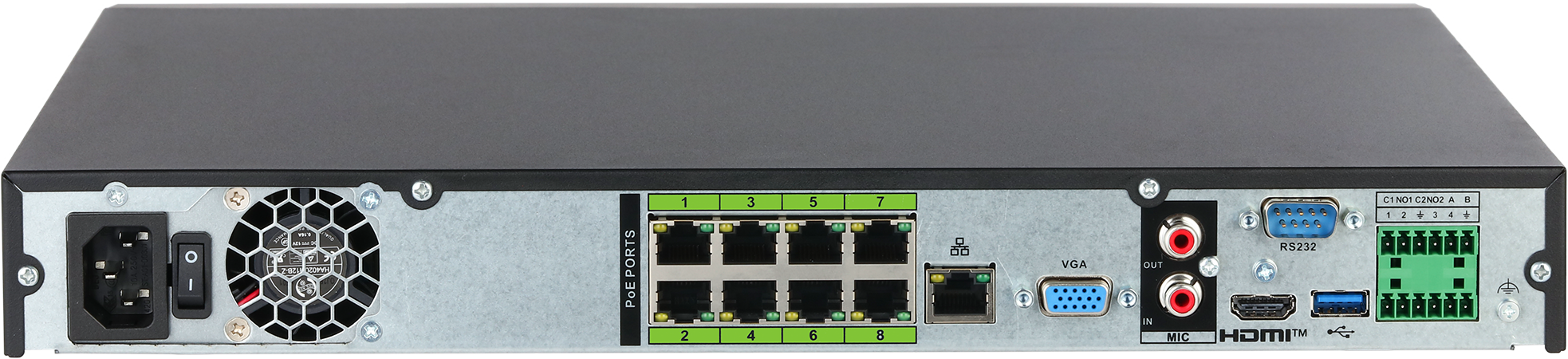 Dahua WizSense-tallennin 8 kameraa, 8 PoE, 448Mbps