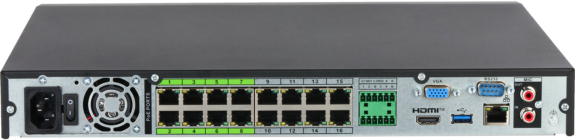 Dahua WizSense-tallennin 16 IP-kameraa, 16 x PoE, 448Mb/s