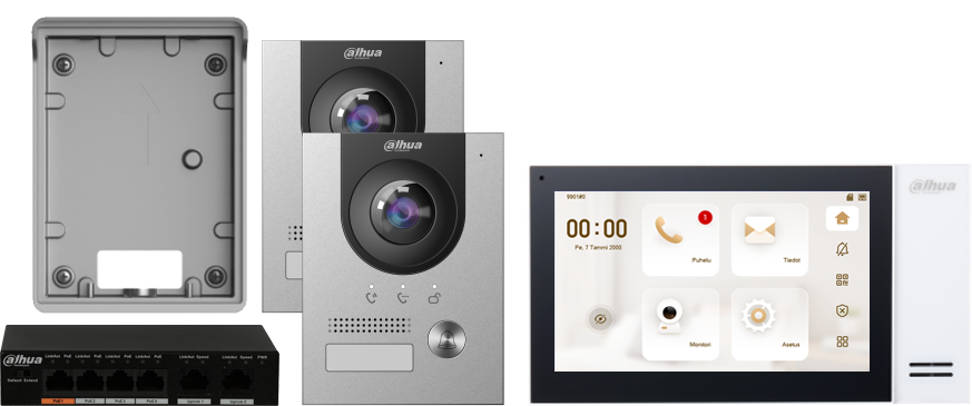 Dahua video-ovipuhelin, 2 ovitaulua + sisämonitori