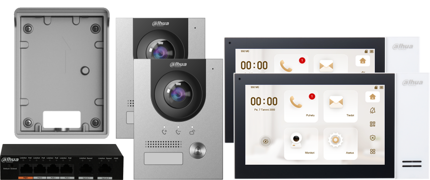 Dahua video-ovipuhelin, 2 ovitaulua + 2 sisämonitoria
